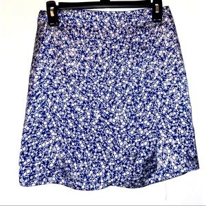 Zara blue and white patterned satin skirt